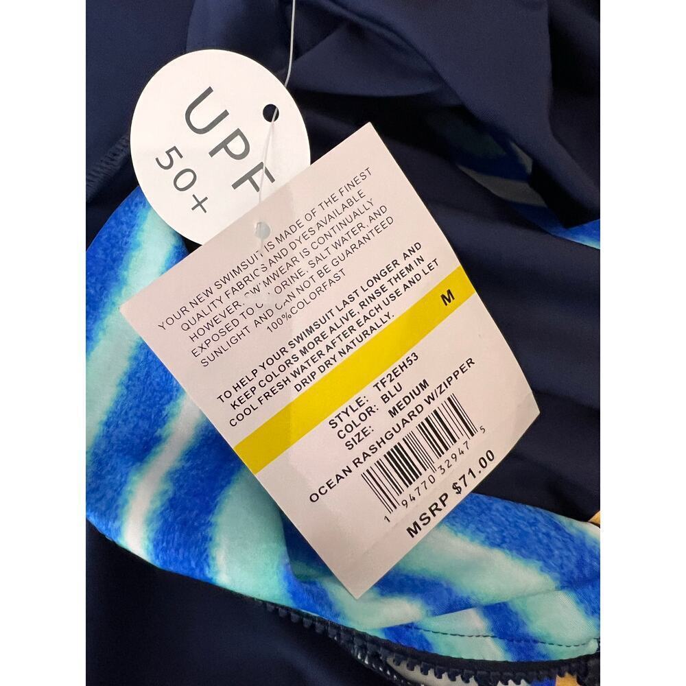 24th & Ocean Retro UPF 50% Bandeaukini and Rashguard Set Blue Women's Size M NWT - Picture 5 of 7